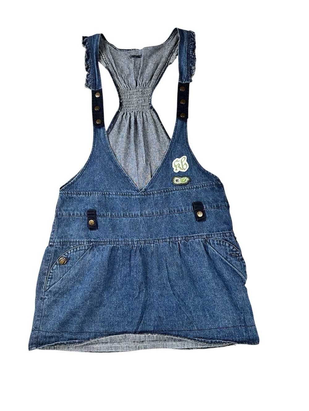 KanaBeach Biologik Denim Pinafore Mini Dress FR 40 Y2K Surf Hemp Blend